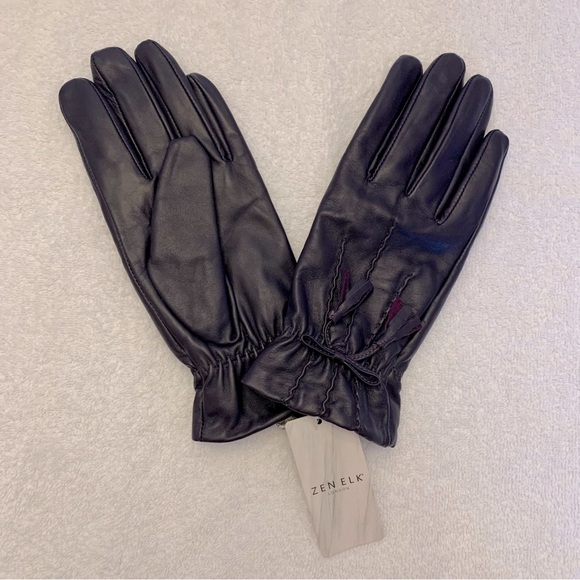 NWT Zen Elk Womens Size Medium Purple Leather Gloves - Picture 1 of 3